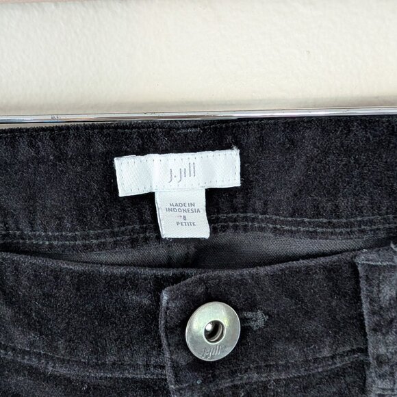 J. Jill Black Velvet Straight Leg Pants Size 8‎ Petite Classic Casual Chic - Picture 5 of 10